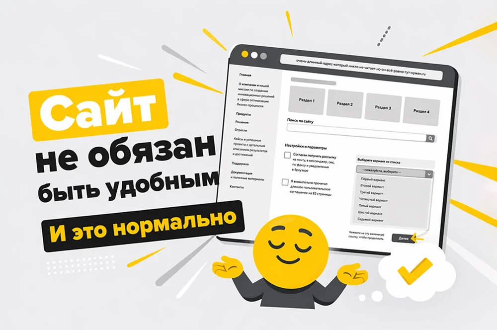 Сайт не обязан быть удобным. И это нормально